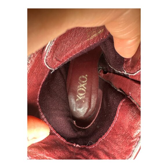 XOXO Women’s Burgundy Victorian Lace-Up Booties Size 9 Croc Embossed - Picture 10 of 10